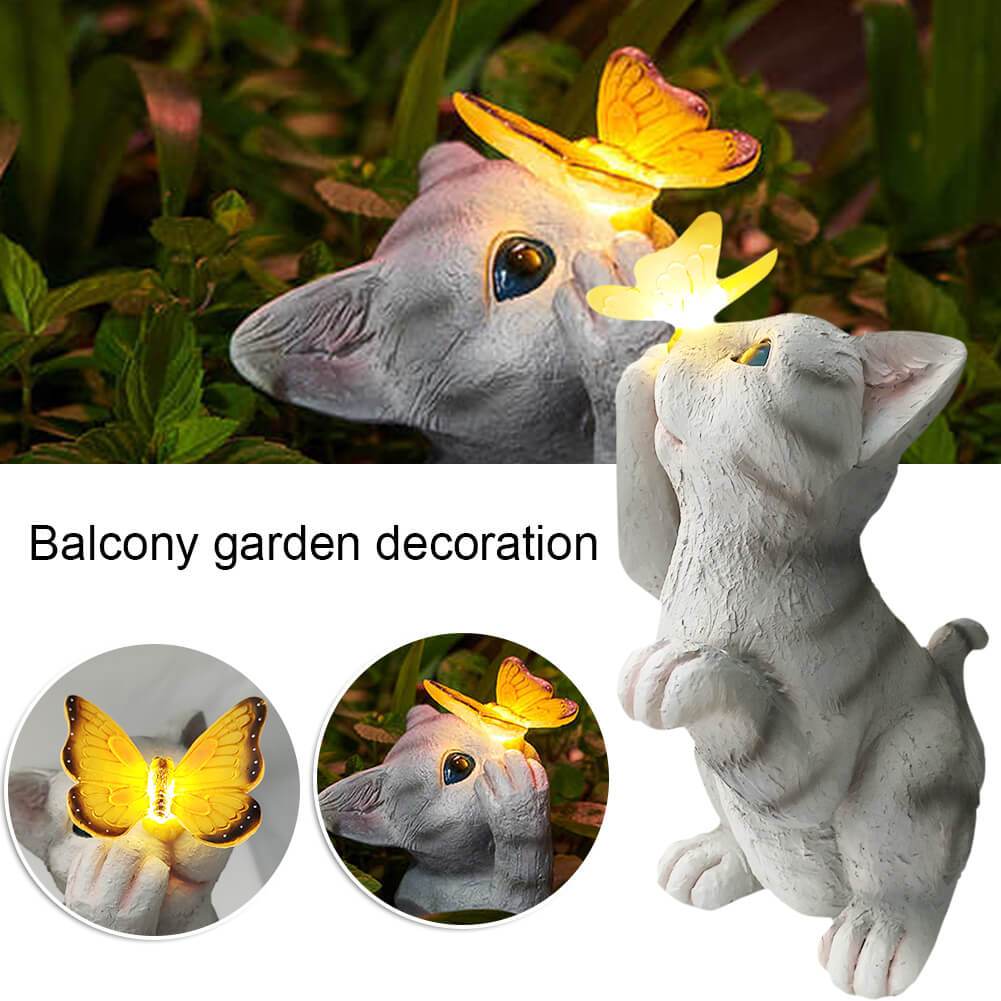 LumiArt - Solar kattehavefigur med sommerfugl