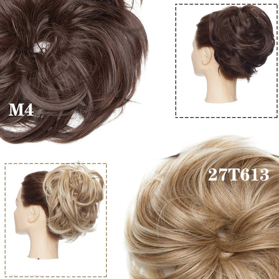 Rommelige Haarknot Scrunchie i Hittebestandigt Syntetisk Fiber – Justerbar og Let at Bringe i Brug til Elegant Frisurer-4