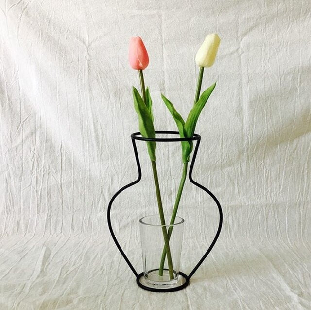 Variant image for Minimalistisk Jern Vase til Blomsterarrangementer – 30 cm Høj, Sort Dekoration til Hjemmet-2