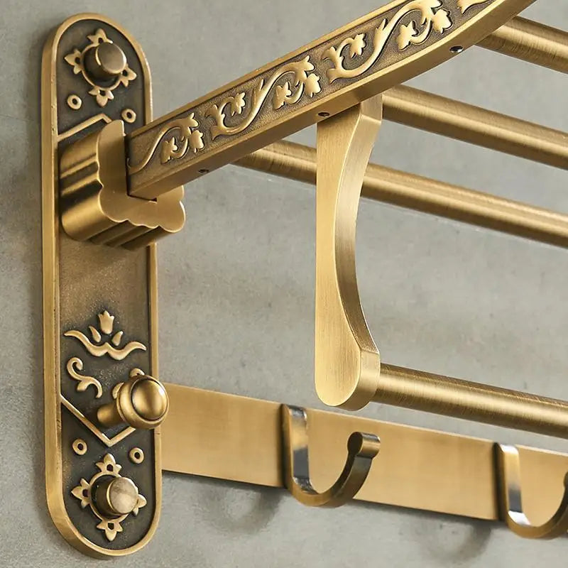 VintageFold - foldbar håndklædestang i aluminium med antik messingfinish