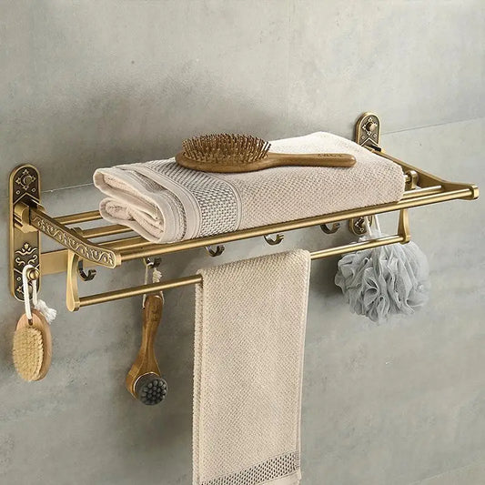 VintageFold - foldbar håndklædestang i aluminium med antik messingfinish