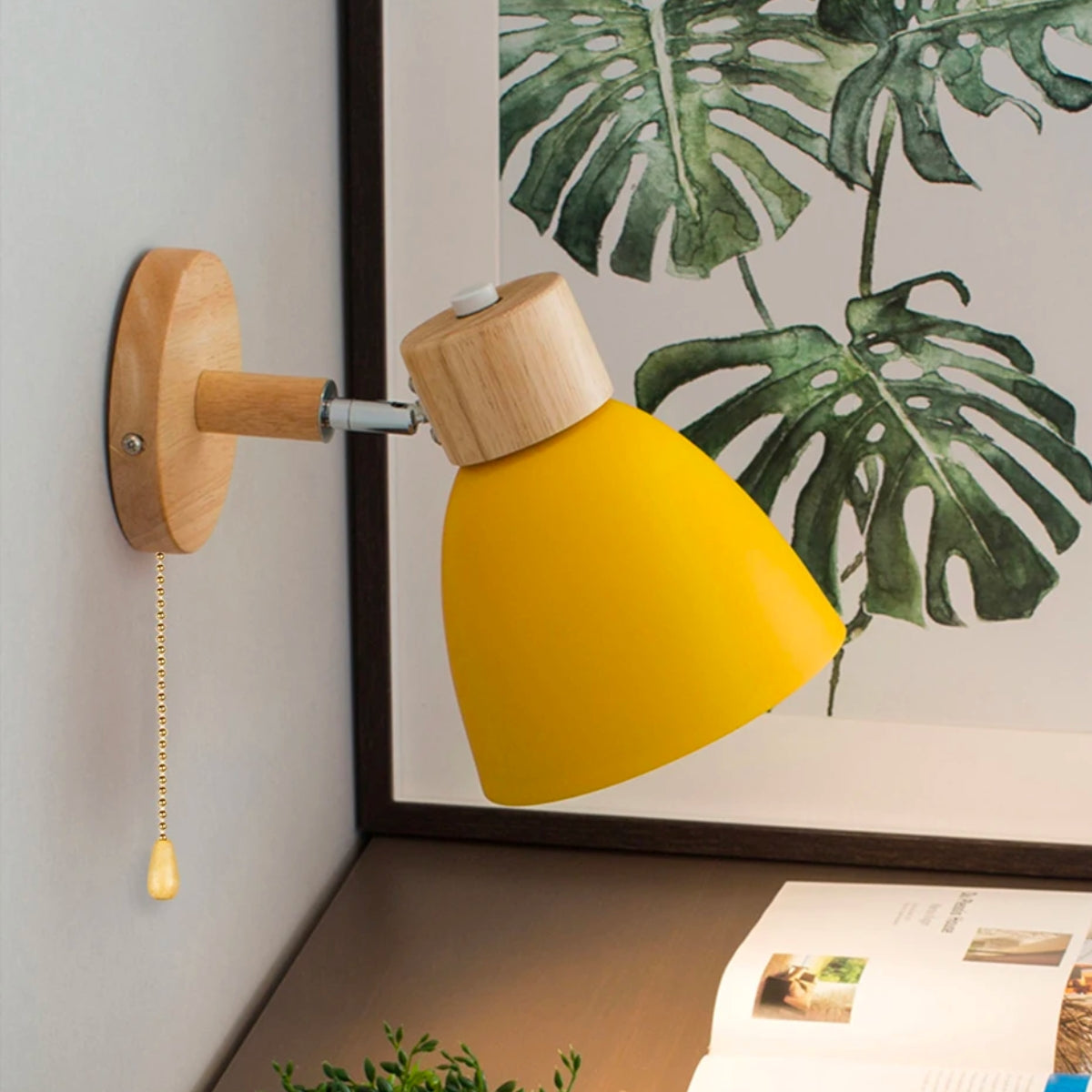 Væglampe i Træ med Draaifunktion – Minimalistisk Skandinavisk Design, Justerbar Lysretning, Flere Farver-2