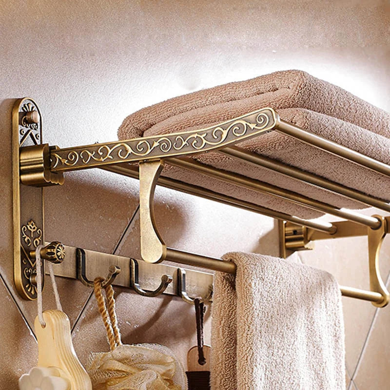 VintageFold - foldbar håndklædestang i aluminium med antik messingfinish