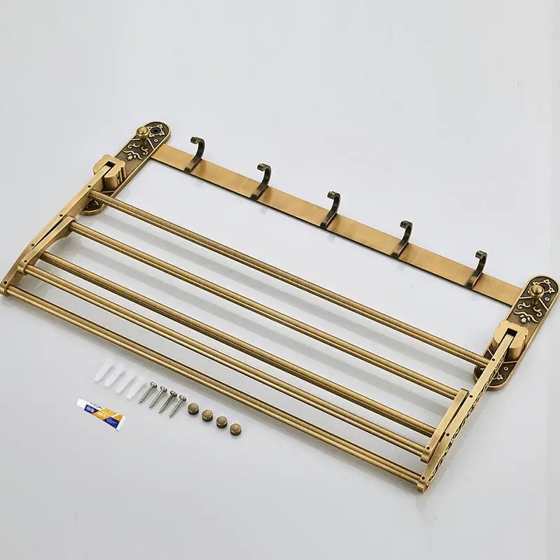 VintageFold - foldbar håndklædestang i aluminium med antik messingfinish