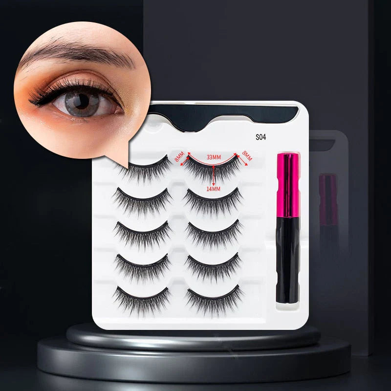 Magnetiske Vipper og Vandtæt Eyeliner Sæt – Genanvendelige Vipper med 5 Par, Nem Anvendelse og Langtidsholdbar Effekt-4