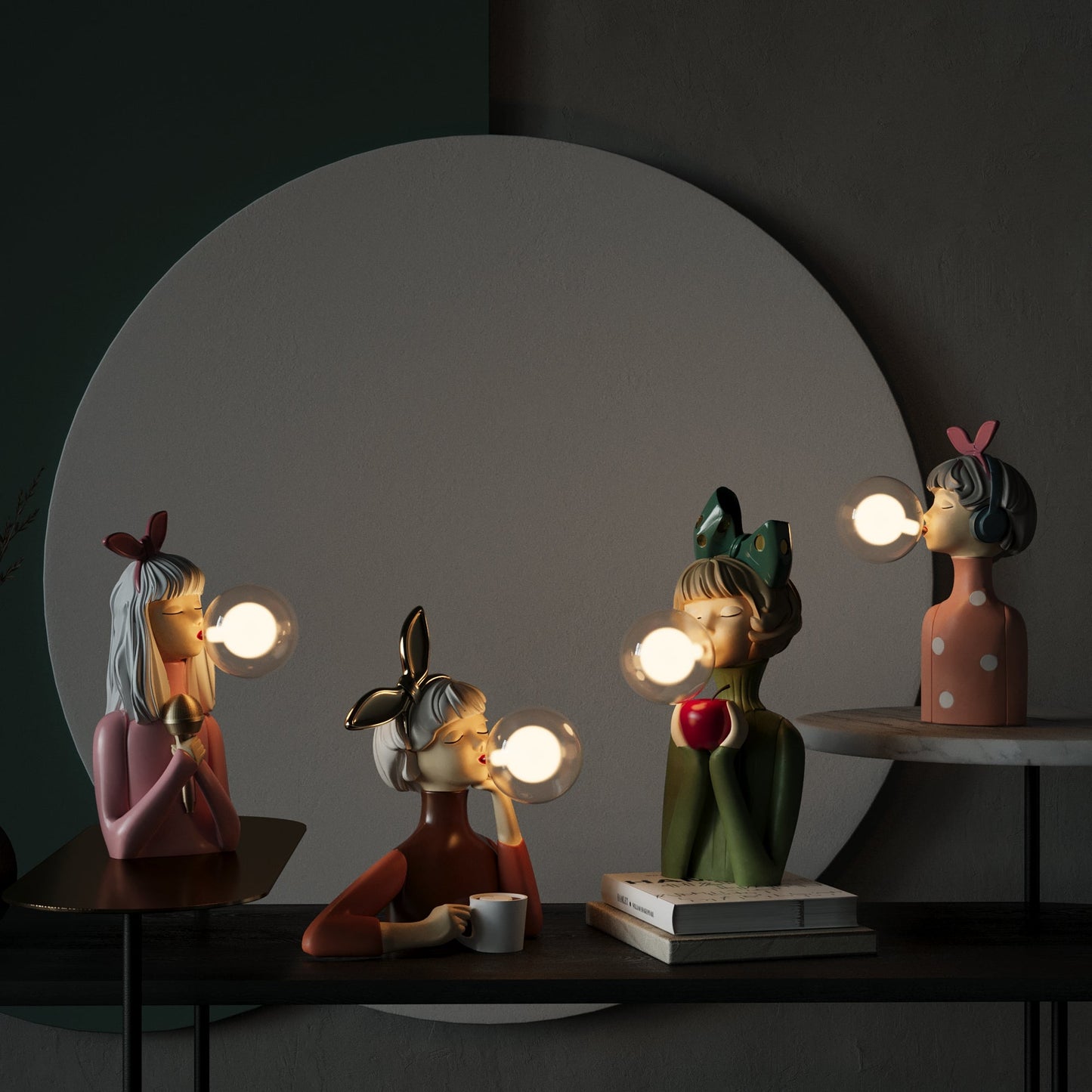 ArtCraft - Bubble Girl natlampe bordlampe i resin