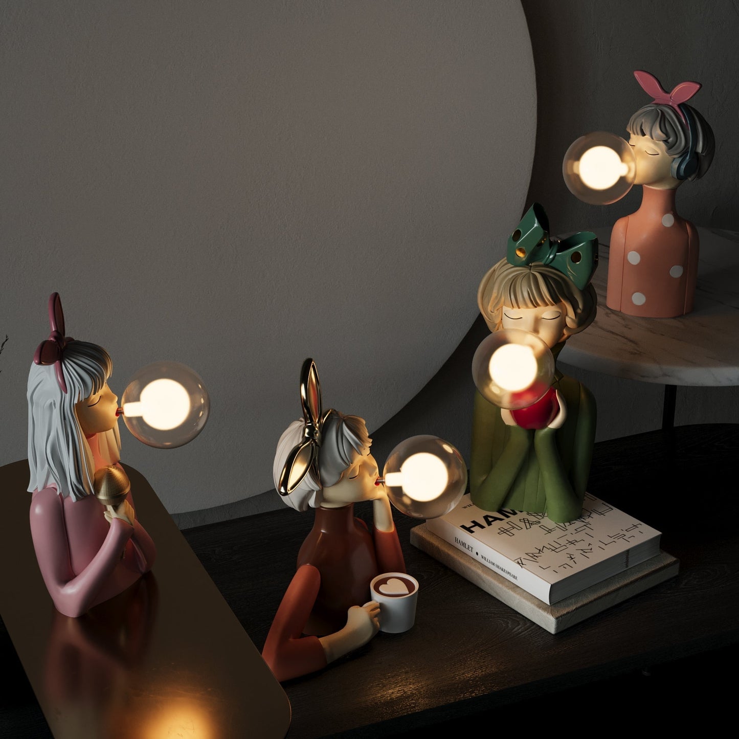 ArtCraft - Bubble Girl natlampe bordlampe i resin