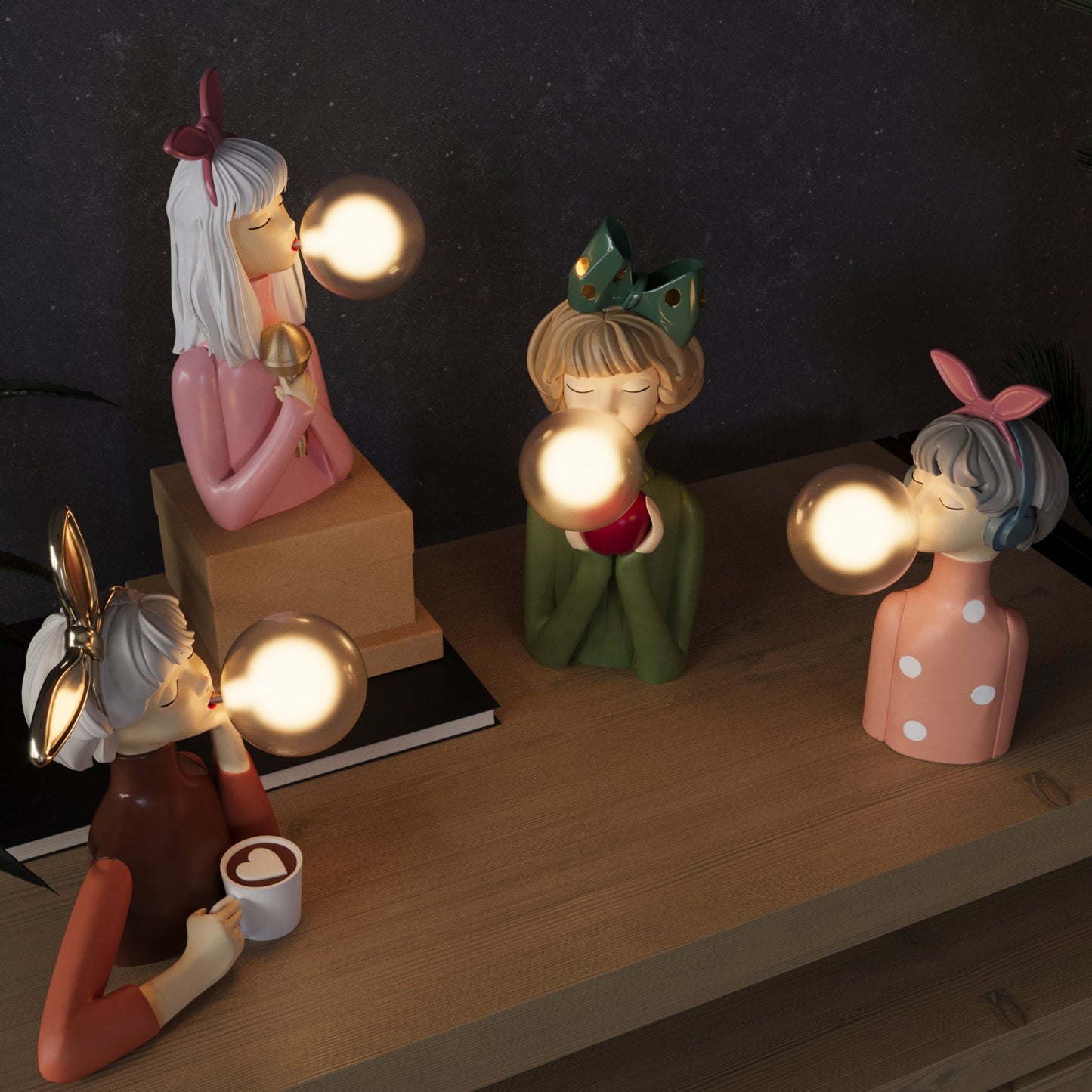 ArtCraft - Bubble Girl natlampe bordlampe i resin