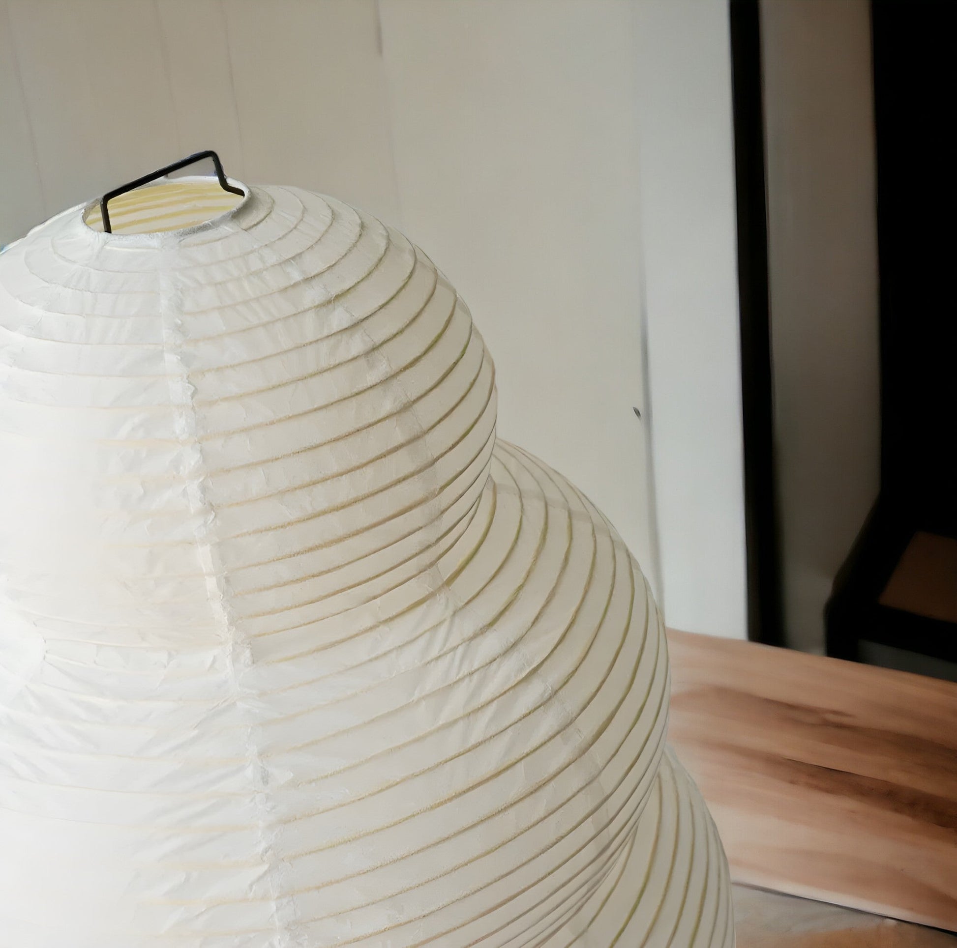 Japansk Wabi-Sabi Gulvlampe i Rispapir med Justerbar Højde og Kunstnerisk Design – 40 x 60 cm Hvid Standerlampe-3