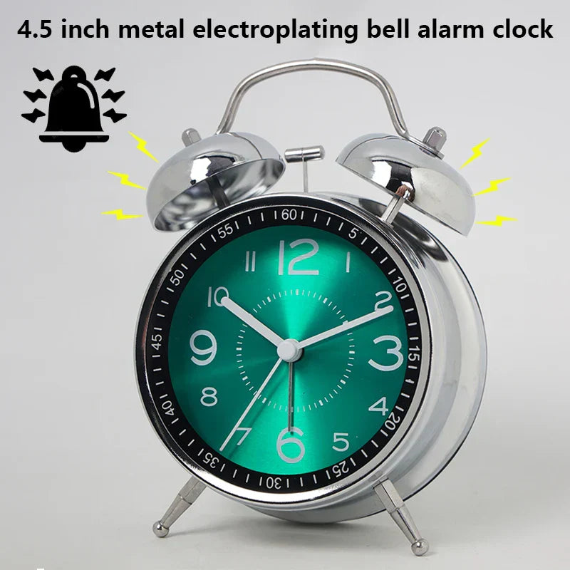 RetroRing | Analogt vækkeur i metal - Klassisk, traditionelt design, lydløs bevægelse, stilfuldt vækkeur til soveværelset