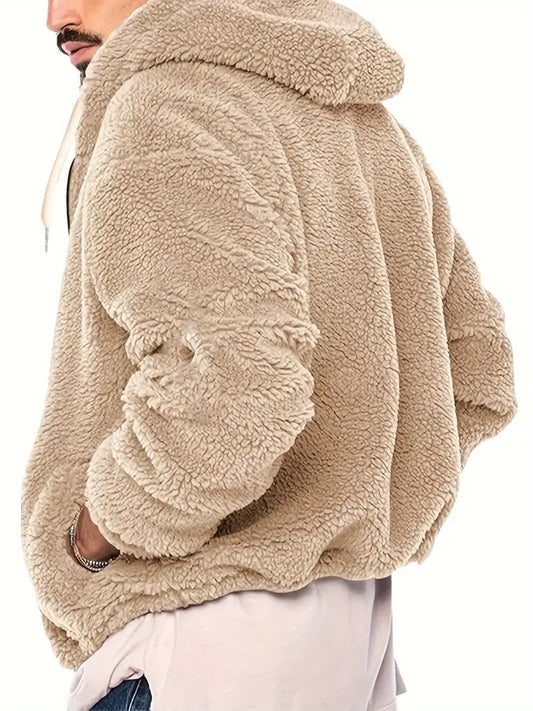 FleeceFlex - afslappet jakke med hætte til mænd - dobbeltsidet polarfleece
