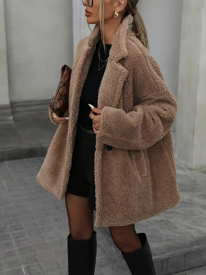 PlushEase - Plys shearling-frakke til kvinder | Hyggelig varme og elegant stil