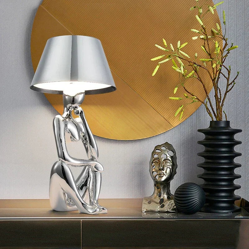 Designer Bordlampe i Metal og Glas – 50 cm Høj med Optimal Lysfordeling til Stue og Kontor-3