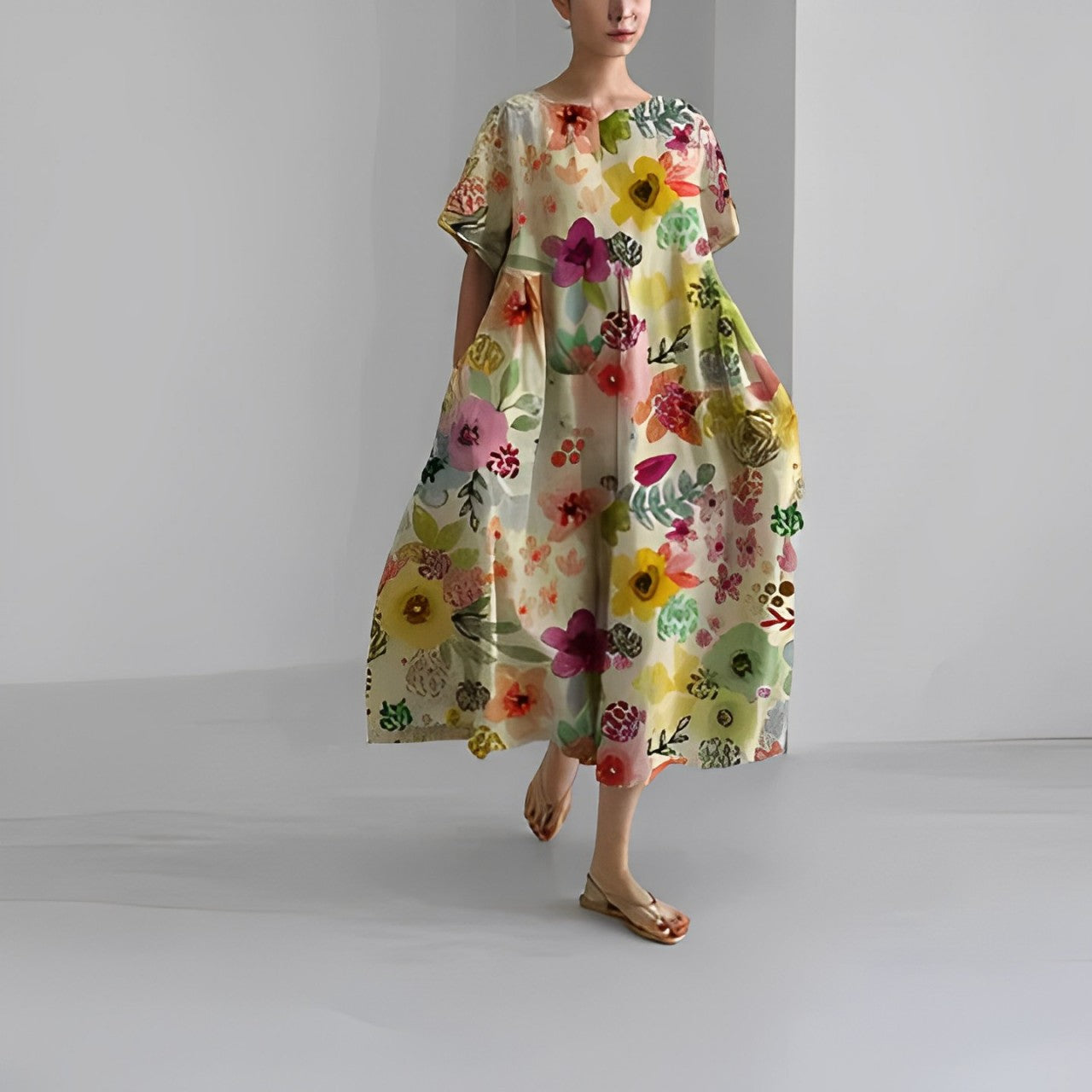 Aurelia - Boho Vid Blomstret Kjole