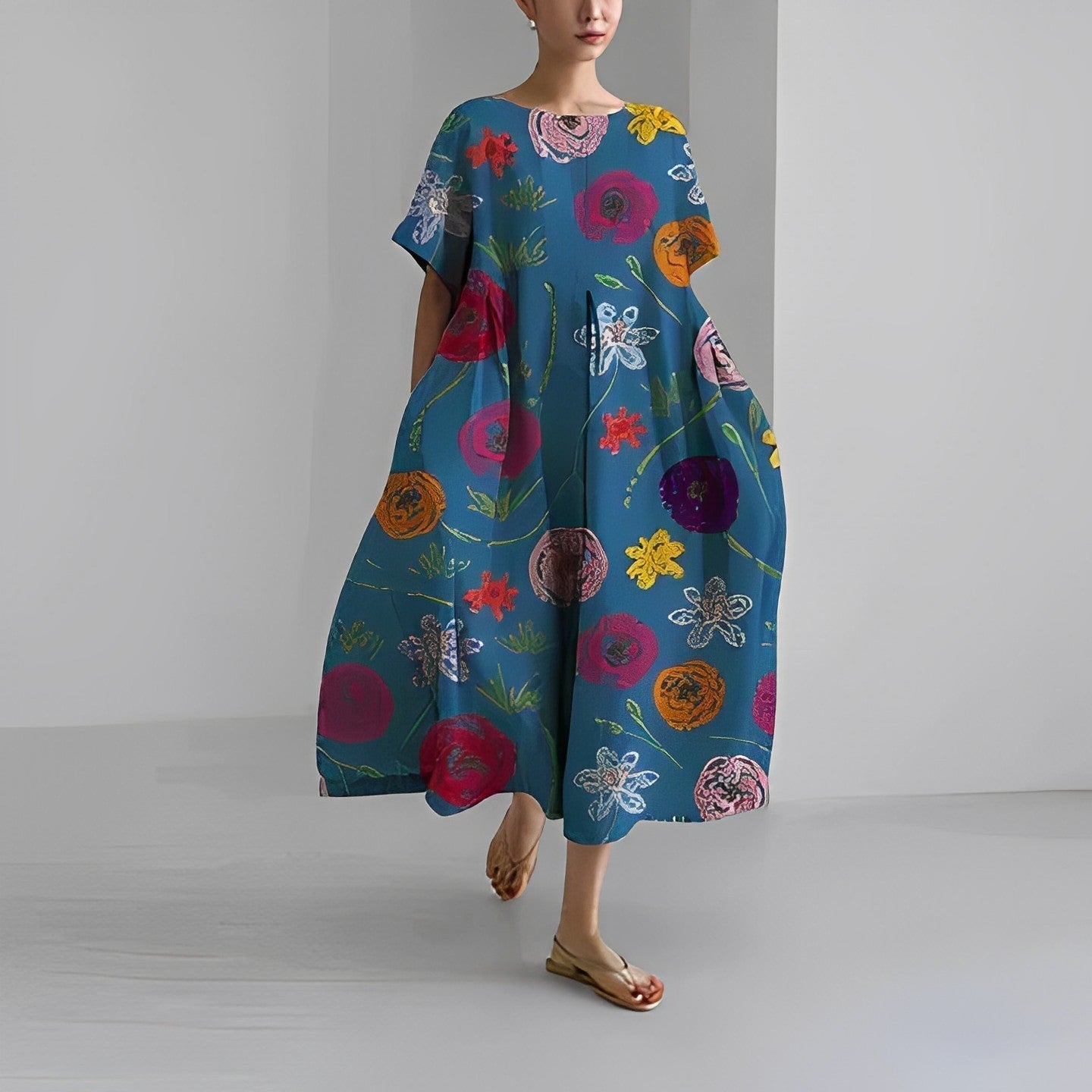 Aurelia - Boho Vid Blomstret Kjole