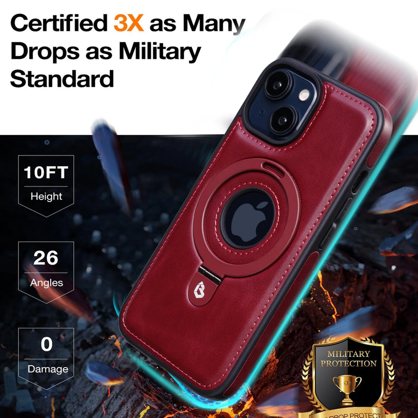 LuxoShield - Magnetisk iPhone-etui med usynligt ringstativ