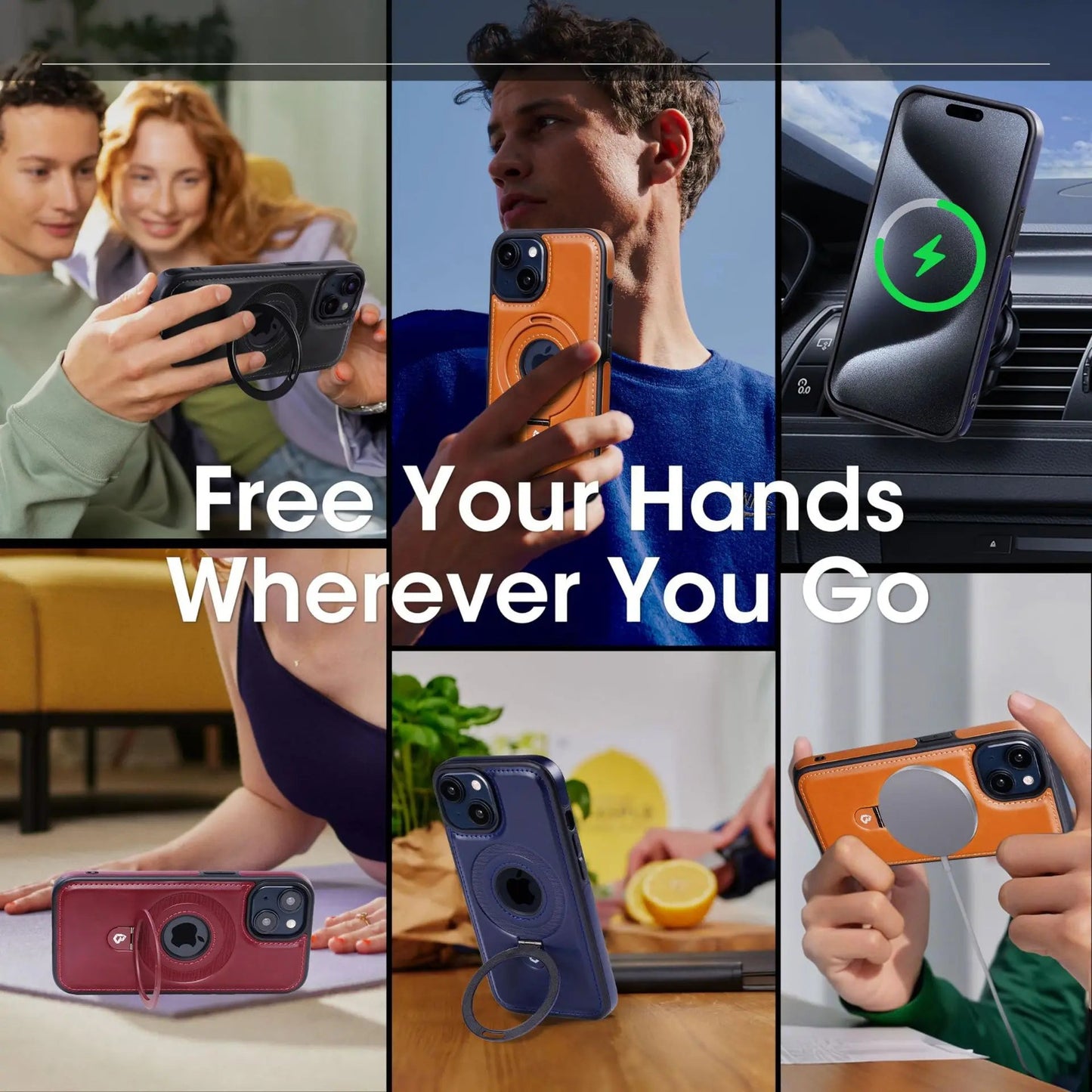 LuxoShield - Magnetisk iPhone-etui med usynligt ringstativ