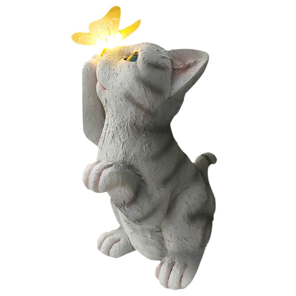 LumiArt - Solar kattehavefigur med sommerfugl