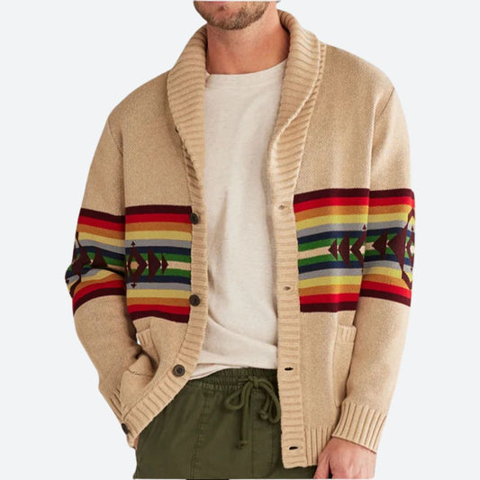 WarmthElegance - Vinterstribet jacquard-cardigan