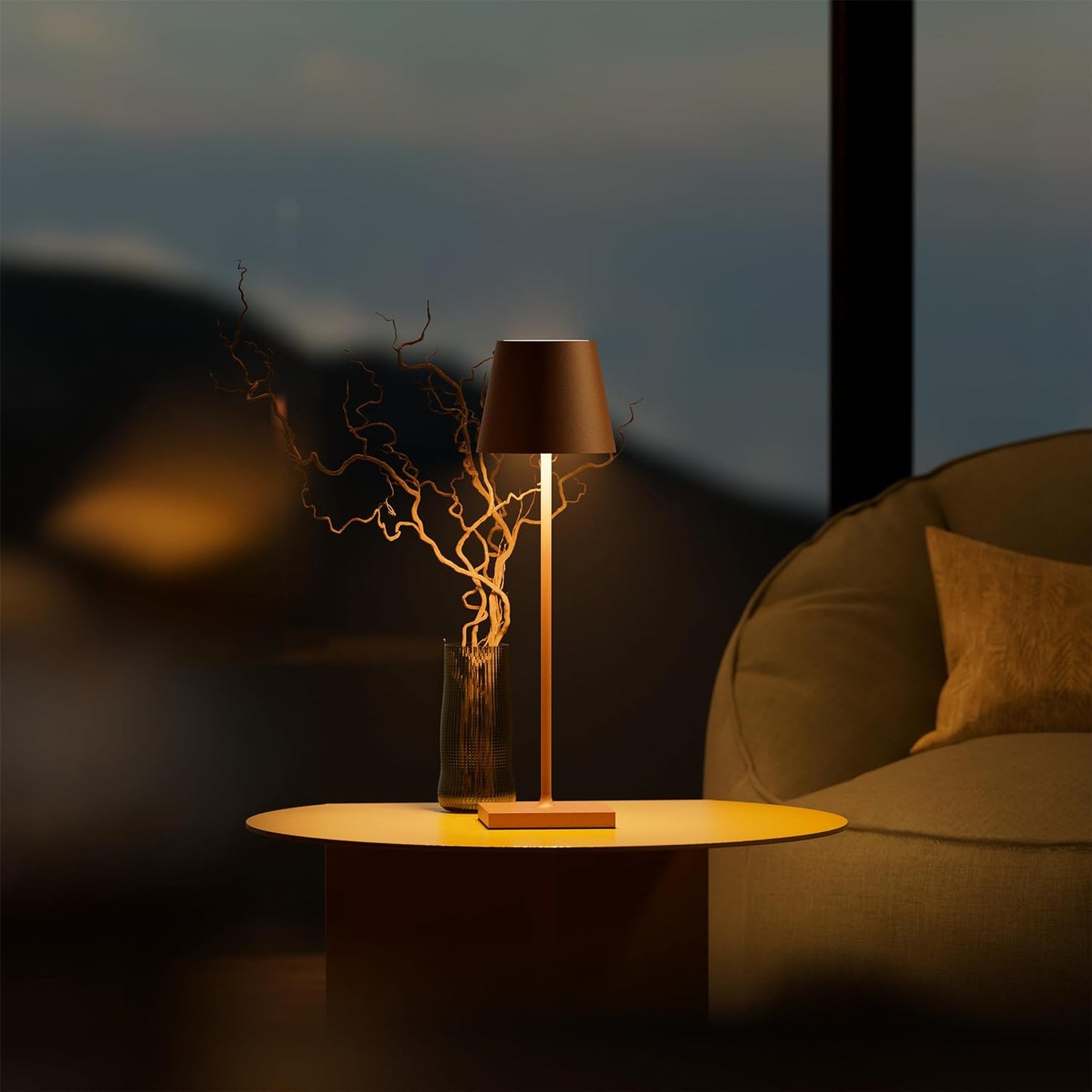 Variant image for Elegant LED Bordlampe med Justerbar Lysstyrke – Modern Metal og Glas Design til Hyggelig Atmosfære-2