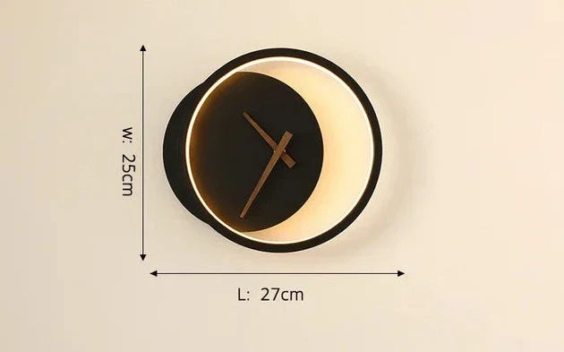 Moderne LED-væglampe med Ur – Minimalistisk Design, Varmt Lys til Soveværelse og Stue-6
