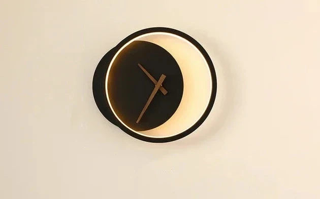 Moderne LED-væglampe med Ur – Minimalistisk Design, Varmt Lys til Soveværelse og Stue-3