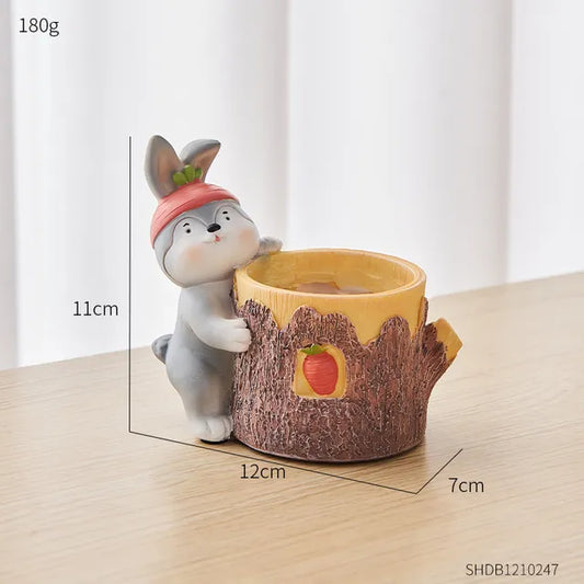 Håndlavet Blomsterpotte i Harz med Tegneserie Dyr – 10 cm Høj, Kreativ Indretning til Planter-1