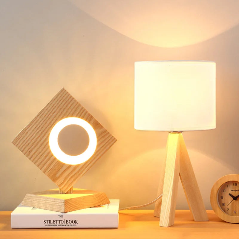 LumoraWood - Wood Opaline bordlampe | Stilfuld og naturlig atmosfære