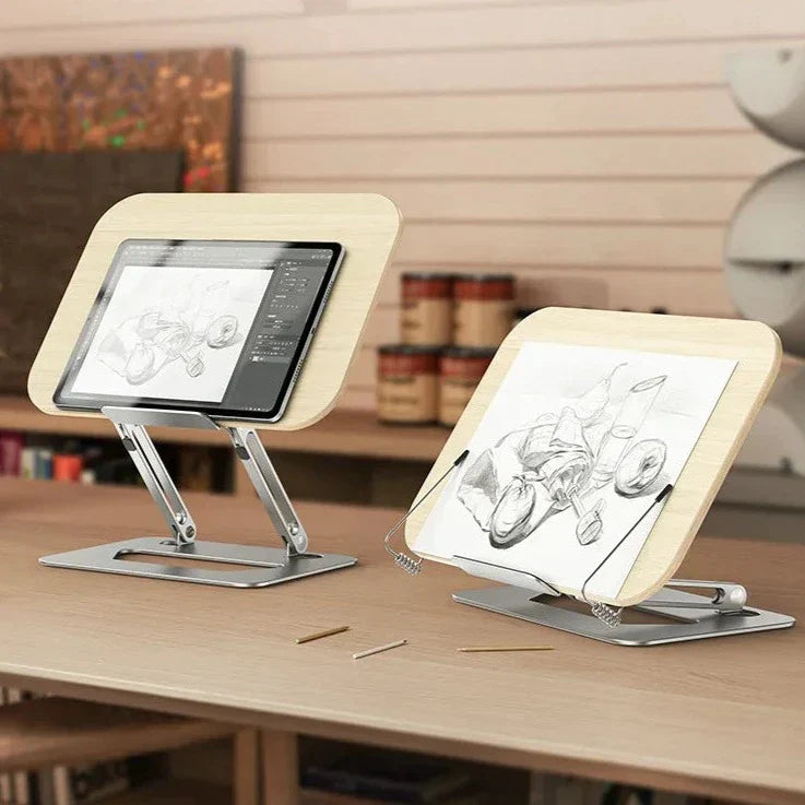 Multifunktionel Aluminium Læseholder – Justerbar og Sammenklappelig til Bøger, Laptops og Tablets – Sølv-6