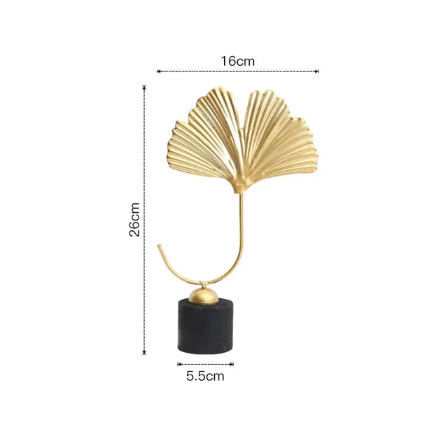 Ginkgo Blad Ornament i Guld – Håndlavet Metal Dekoration til Stue og Kontor-5