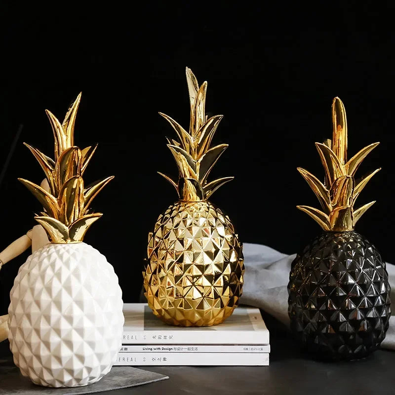 Keramisk Dekorationsstykke i Guld – Elegant Ananas Design til Stilfuld Indretning-6