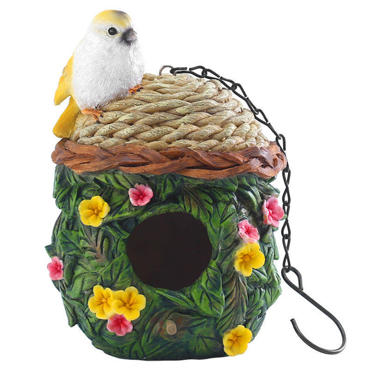 Rustikt Vogelnest i Harz med Elegant Design – Vejrbestandigt, 14,4 cm x 16,5 cm, Ideelt til Haveindretning-1