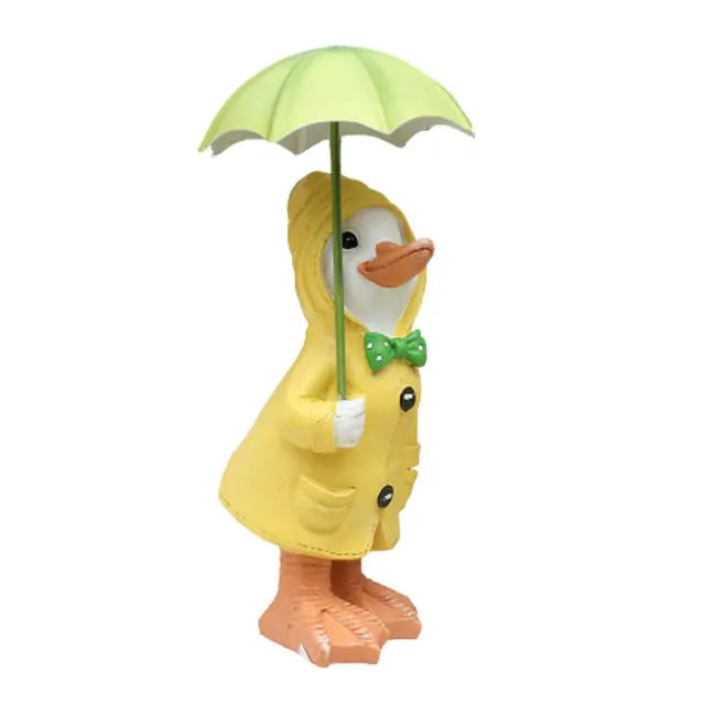 Variant image for Chique Eend Figur i Regnjakke – Dekorativ Havefigur i Harz til Udendørs Brug, 12 cm x 6 cm, Multifarvet-2