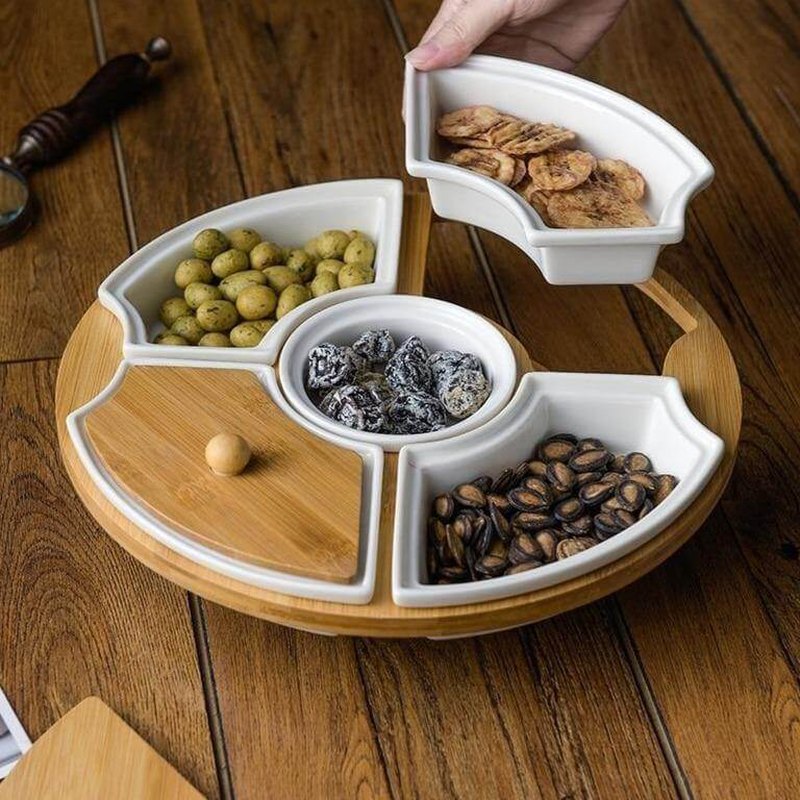 BrunchSpin - roterbar keramisk morgenmadstallerken med fem riste | Spisesjov for hele familien