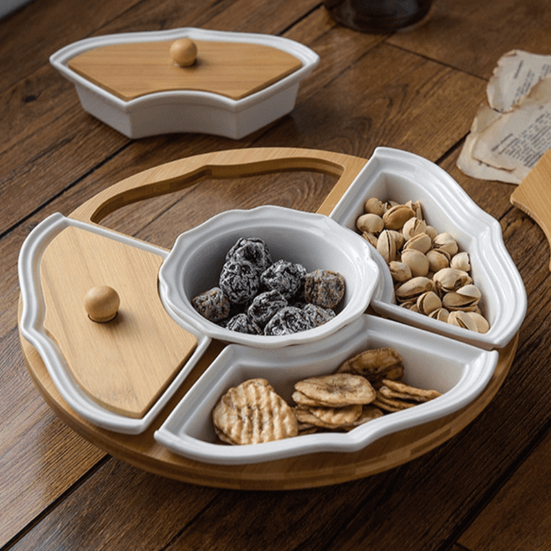 BrunchSpin - roterbar keramisk morgenmadstallerken med fem riste | Spisesjov for hele familien