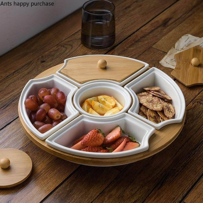 BrunchSpin - roterbar keramisk morgenmadstallerken med fem riste | Spisesjov for hele familien