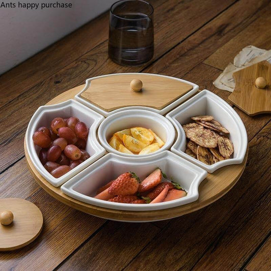 BrunchSpin - roterbar keramisk morgenmadstallerken med fem riste | Spisesjov for hele familien