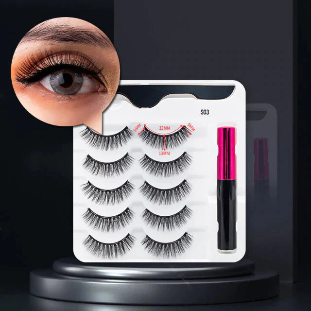 Variant image for Magnetiske Vipper og Vandtæt Eyeliner Sæt – Genanvendelige Vipper med 5 Par, Nem Anvendelse og Langtidsholdbar Effekt-3