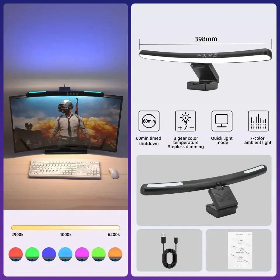 Monitor Light Bar Curved with RGB Backlight Computer Screen Lamp Eye Caring Touch Atmosphere Lights For Gaming Room Decoration