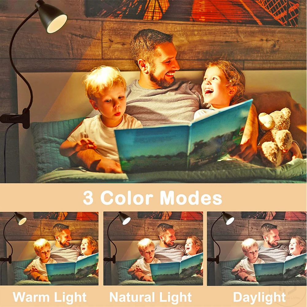 38 LED Bureaulamp | Clip-on Boglamp Med Timer & Øjenbeskyttelse