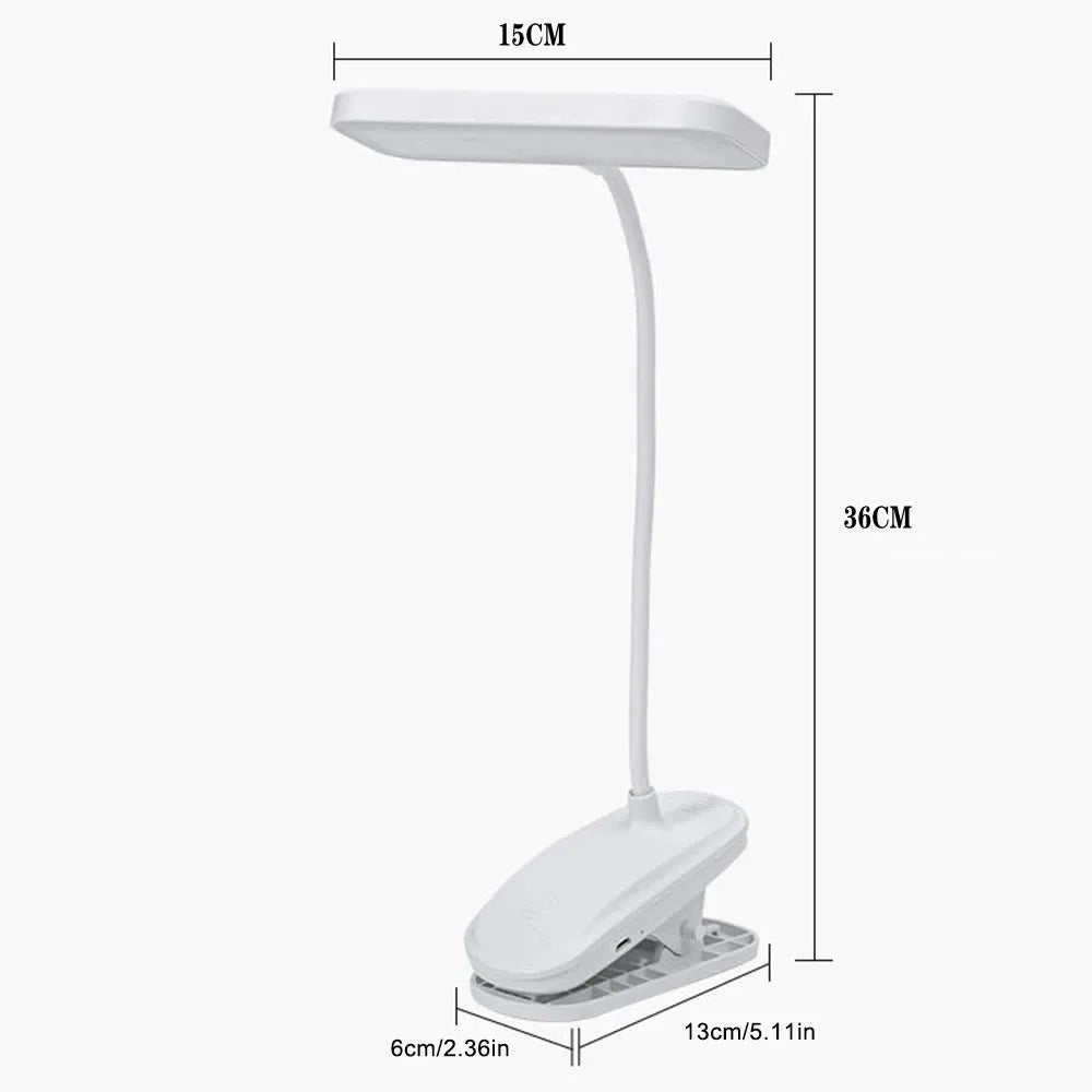 360° Fleksibel LED Bordlampe | USB Dæmpbar m. Klemme | Øjenbeskyttelse til Læsning & Arbejde