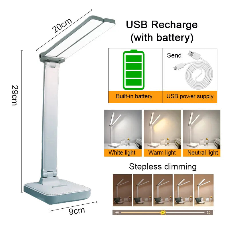 LED-bordlampe | 3-trins dæmpbar og berøringsbetjent | USB-opladelig | Foldbar natlampe