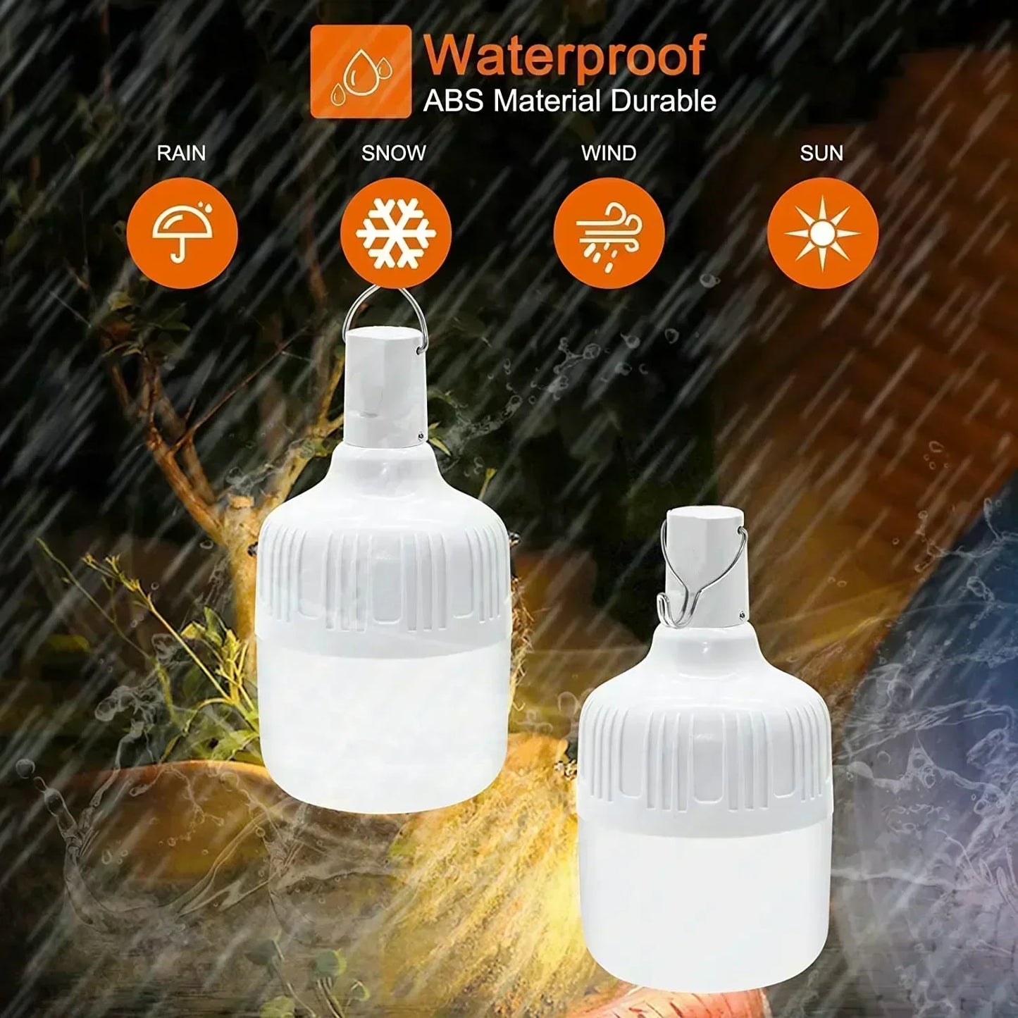 60W LED Nødlamp | USB Opladelig Campinglampe | Vandtæt & Bærbar Lanterne med 3 Lysindstillinger