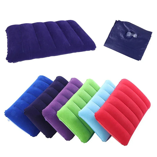 Oppustelig Rejsepude 47×30 cm | Foldbar & Let | Til Camping, Fly & Bil | Komfortabel Nakke- & Rygstøtte