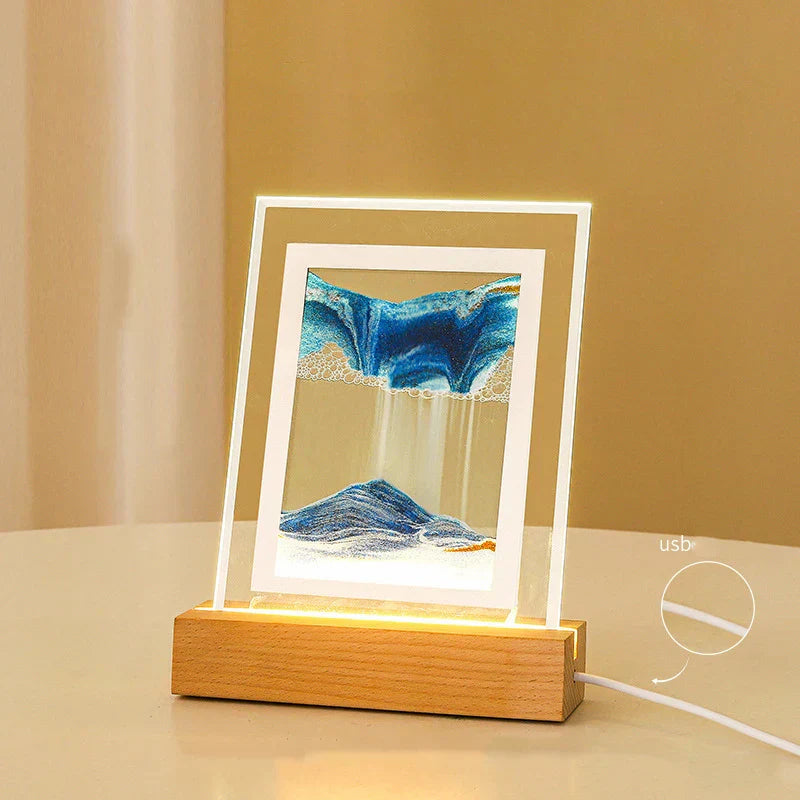 SandLume - Sand Art LED-bordlampe - kviksandsbevægelse, kunstnerisk boligindretning