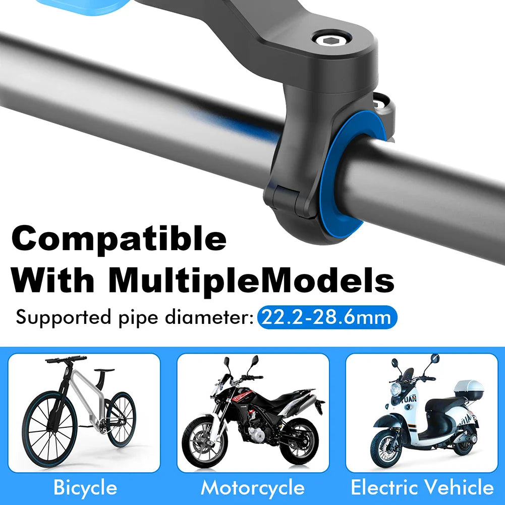 Mobilholder til Cykel & Motorcykel | Stødsikker & 360° Drejbar | Til 4,7–7,2" Smartphones | Universel Montering