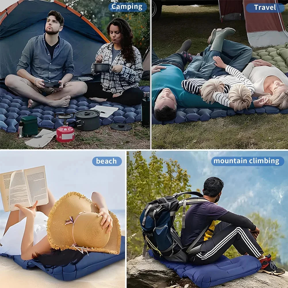 Camping Luftmadras med Indbygget Pumpe | Ultralight & Vandtæt | Oppusteligt Soveunderlag til Vandring & Backpacking