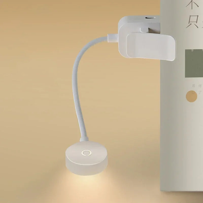 Bærbar LED Boglampe | Clip-on Læselampe | 3 Lysfarver & Dæmpbar | USB Opladning