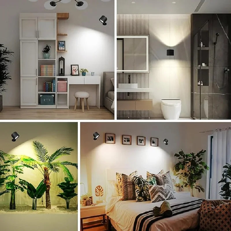 Trådløs Magnetisk LED Væglampe – Opladelig, Dæmpbar & 360° Roterbar med Fjernbetjening
