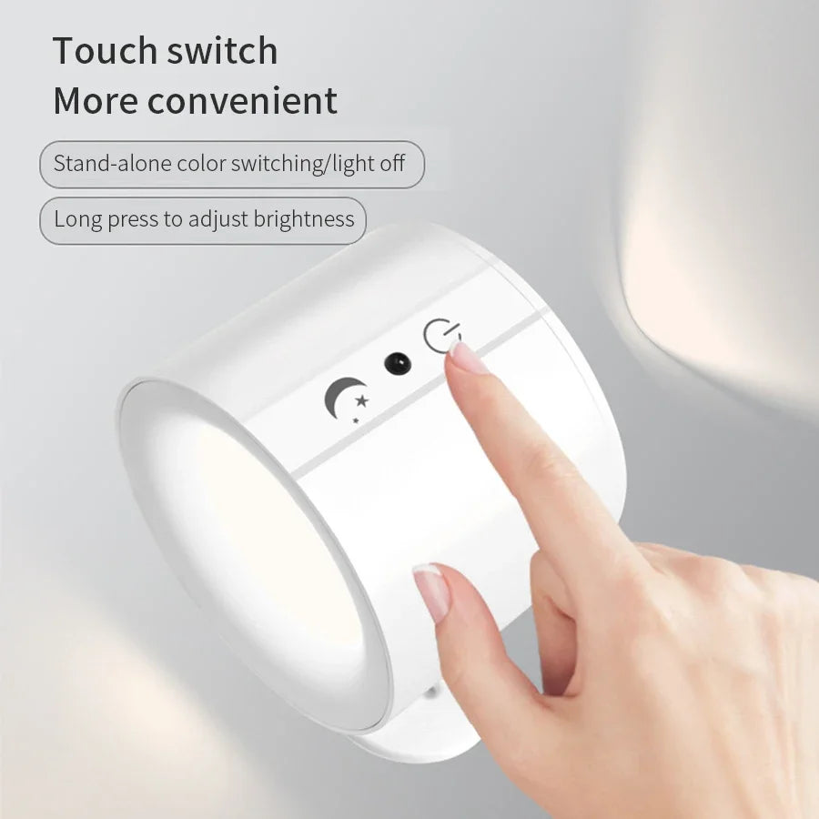 Trådløs Magnetisk LED Væglampe – Opladelig, Dæmpbar & 360° Roterbar med Fjernbetjening